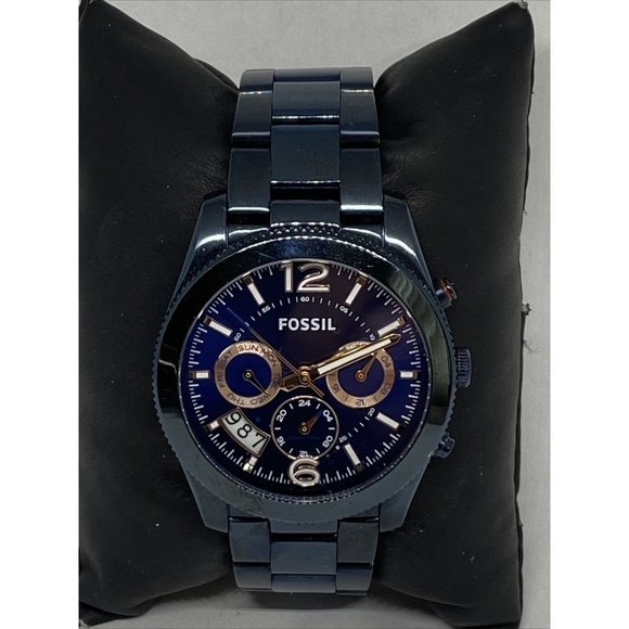 Fossil Perfect Boyfriend ES4093 Women Navy Blue Ba - Picture 3 of 12